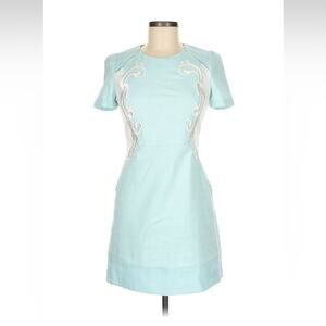 Thyren robin's egg blue embroidered sheath dress, size m
